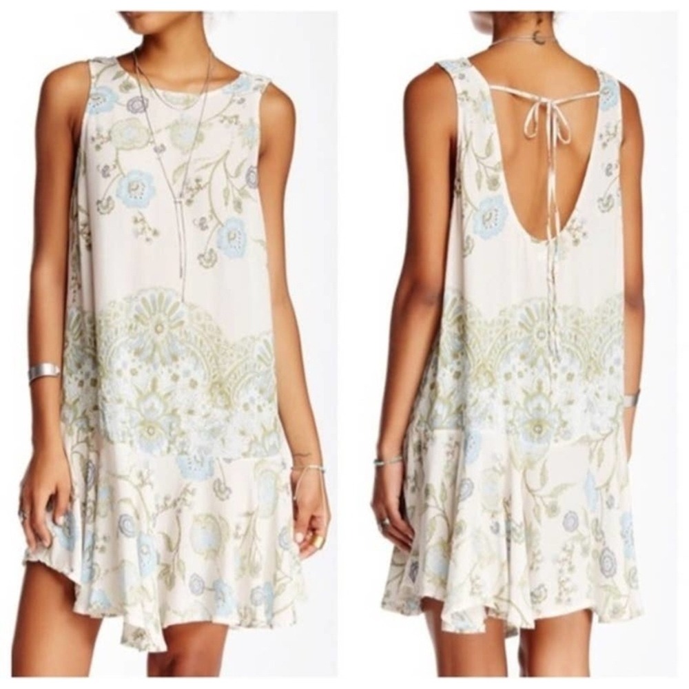 Intimately Free People Floral Swing Mini Dress Open‎ Back Tie Detail Size Small
